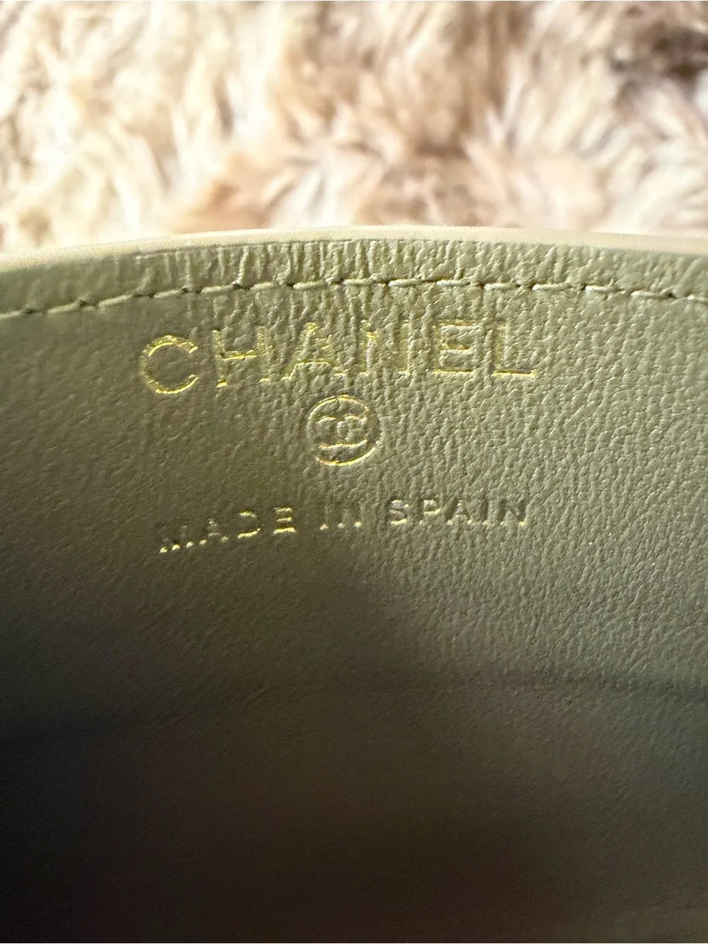 Chanel Embossed Lizard Cardholder in Khaki and Gold hardware